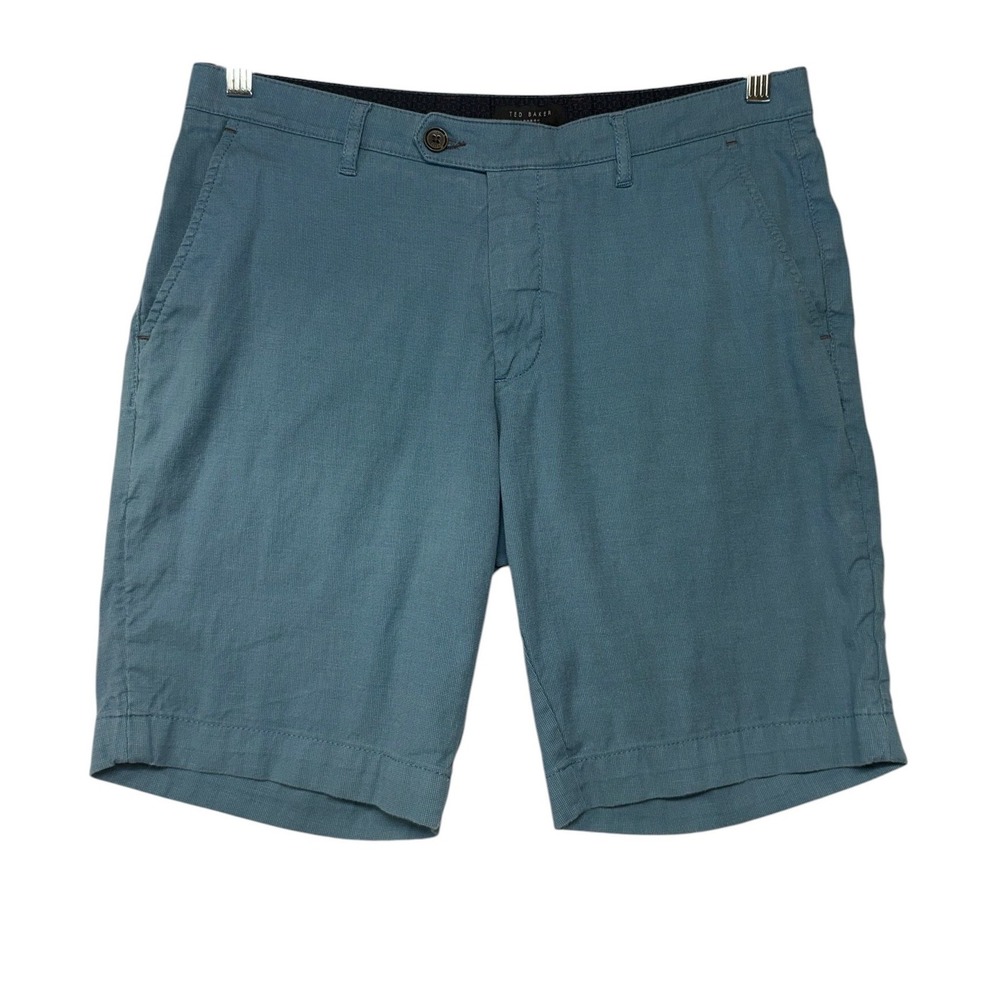 Ted Baker London Mens Chino Shorts Size 32R Blue Cotton Stretch Textured